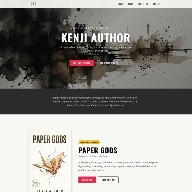 Graphic Novel author website template