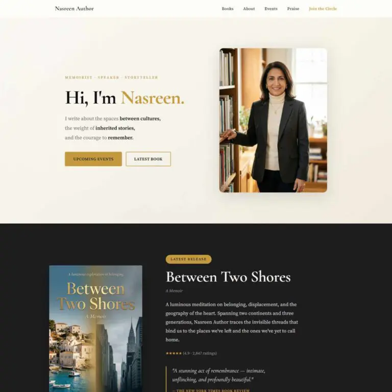Memoir author website template