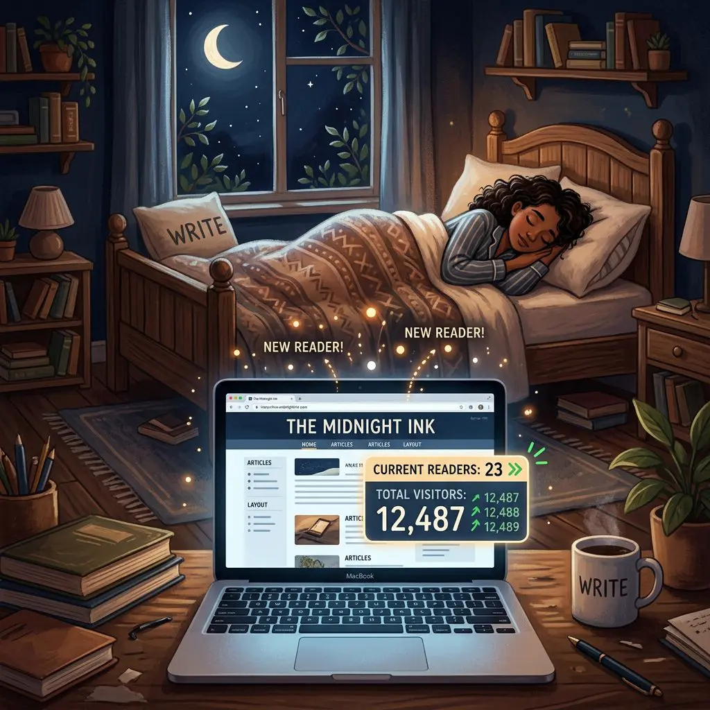 Author sleeping while their website attracts new readers through search