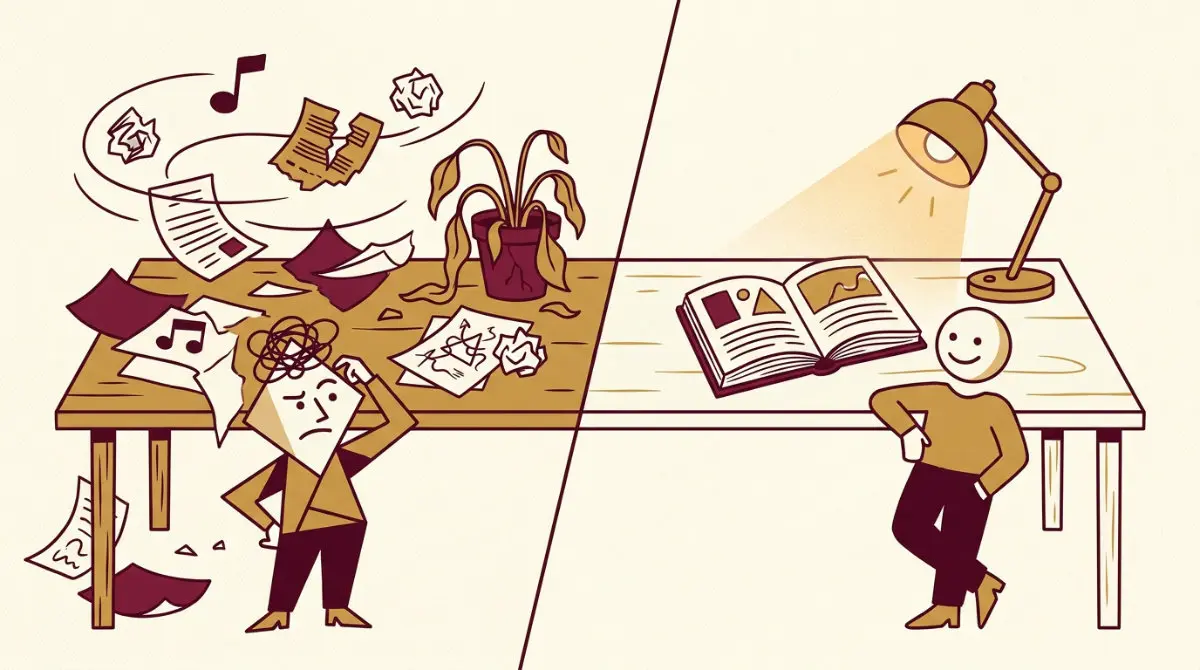 Cluttered website versus clean organized author website comparison