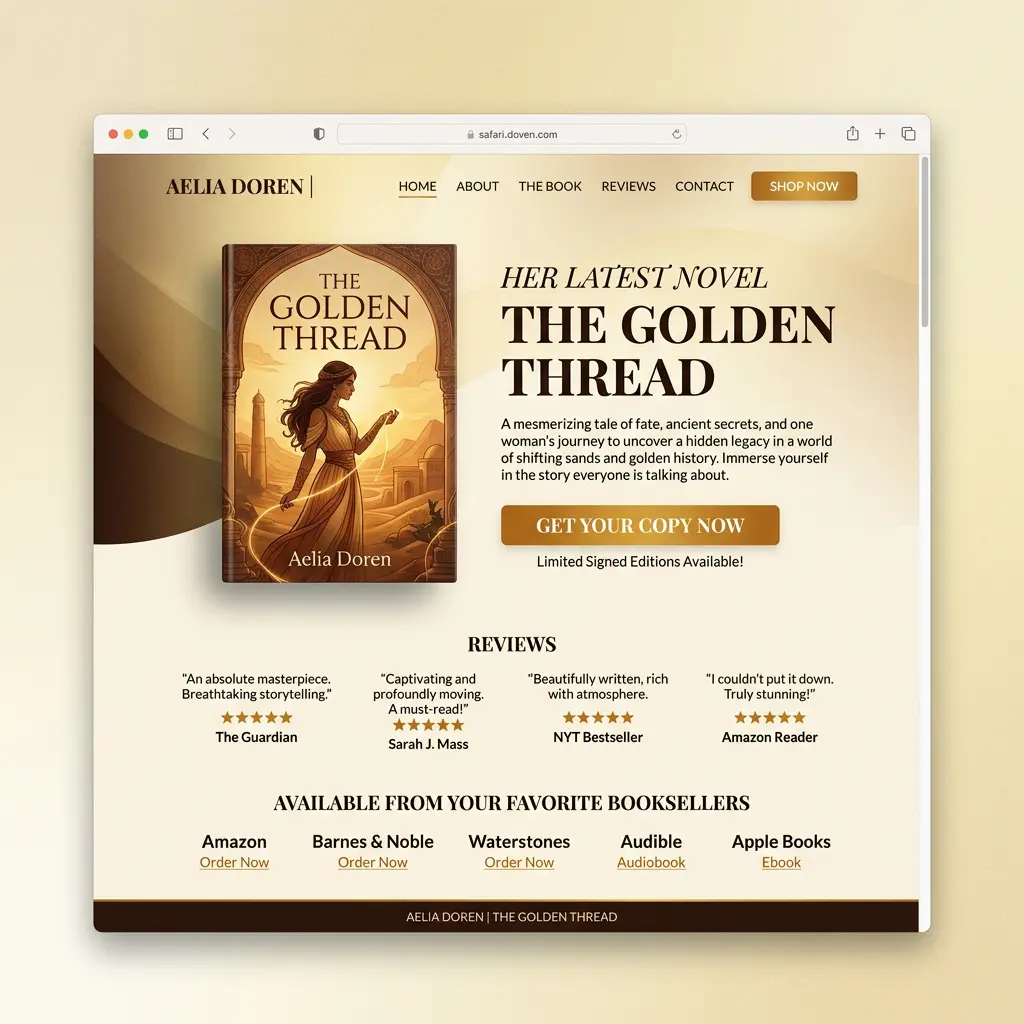 Book landing page mockup with compelling headline