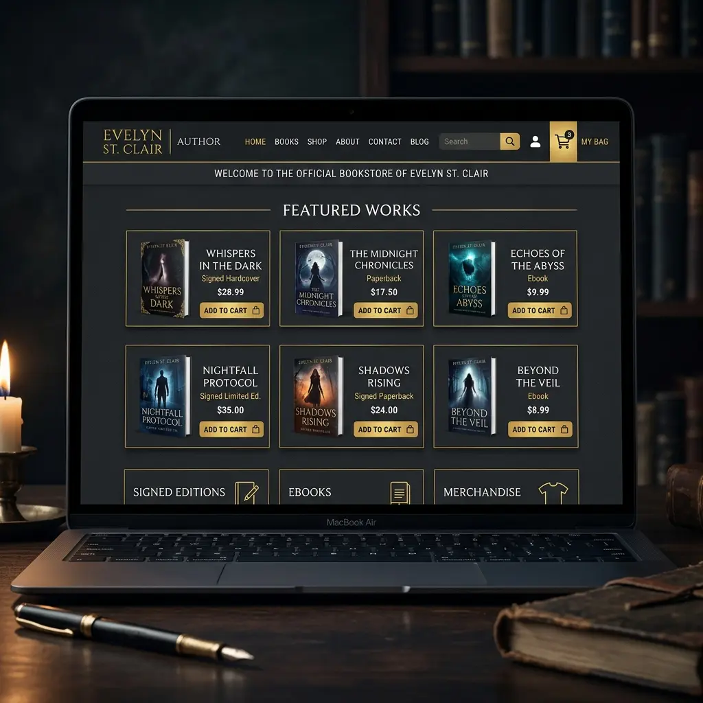 Author online store design with shopping cart