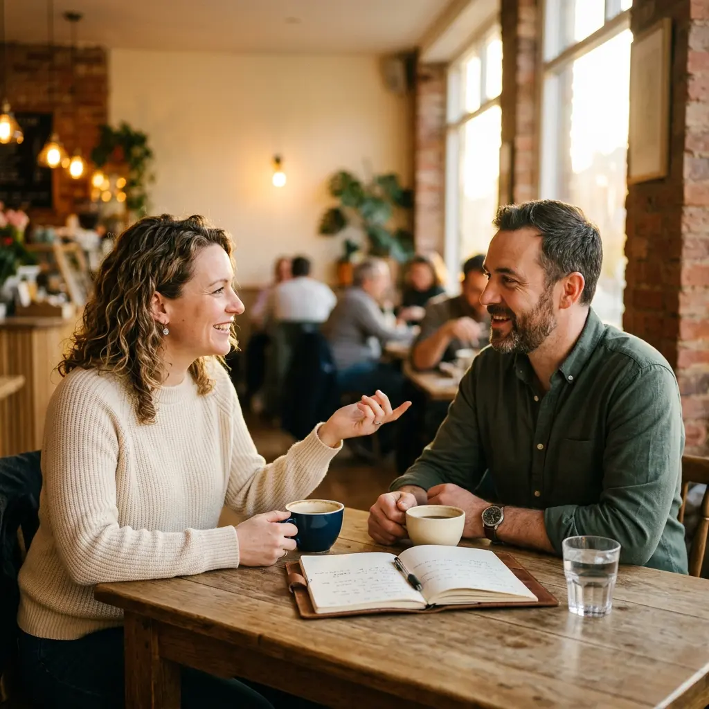 Warm, friendly consultation meeting about website needs