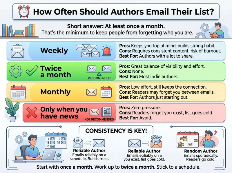 How often should authors email