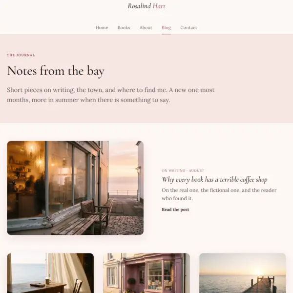 Rosalind Hart romance template blog page