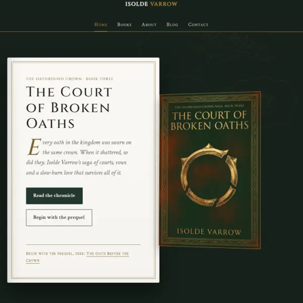 Isolde Varrow fantasy template home page