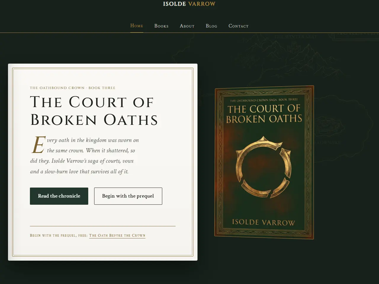 Isolde Varrow fantasy author website template preview